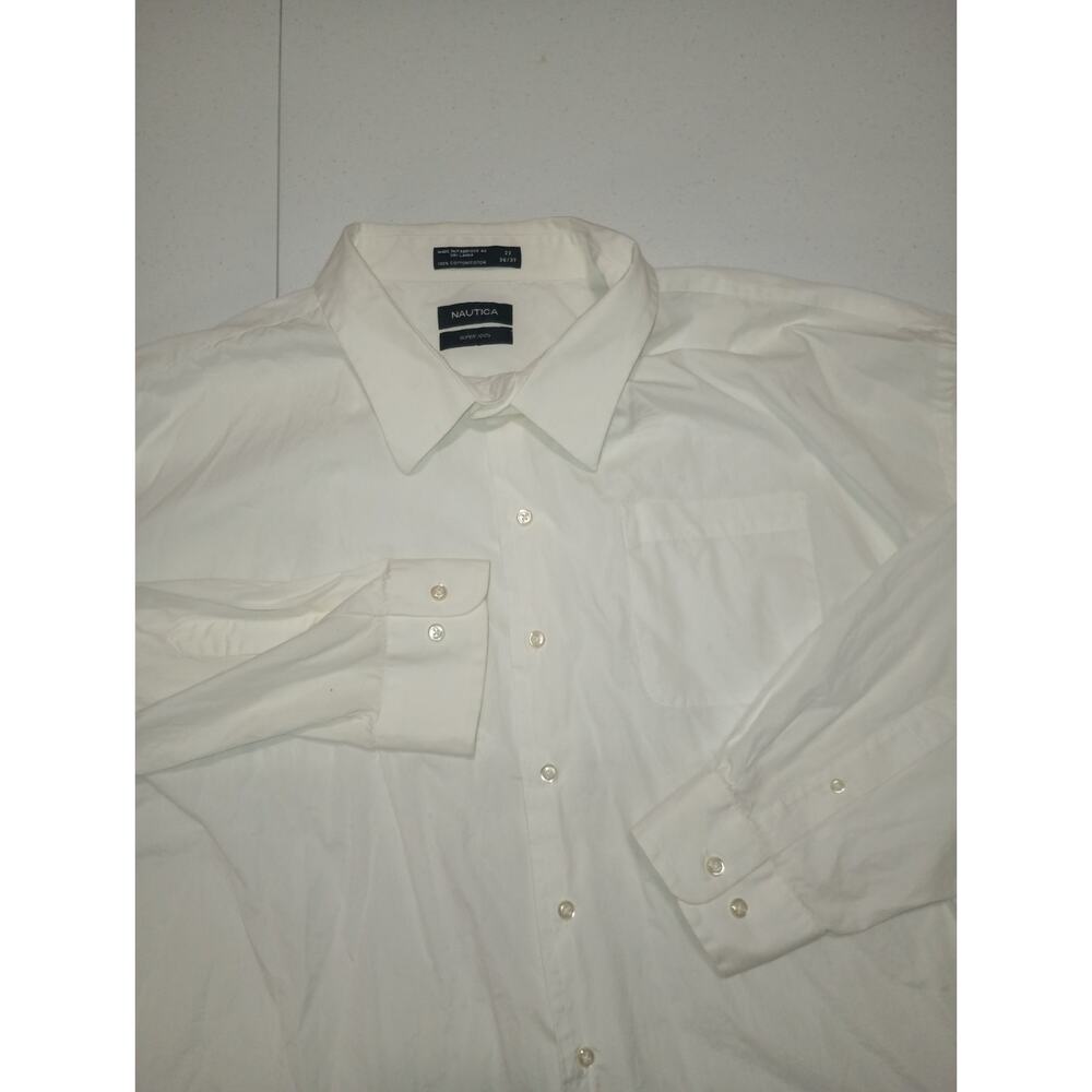 Nautica Men’s Classic White Button‑Up Long Sleeve Shirt Size L - Picture 5 of 7